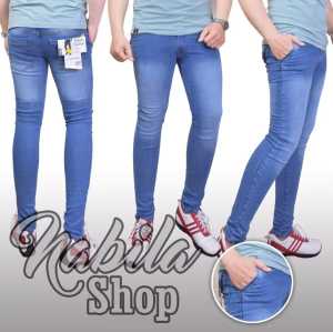 Celana Jeans Pensil Pria Dewasa Model Skinny Slimfit Melar Hitam Biru Grey Stretch Celana Jeans Pria