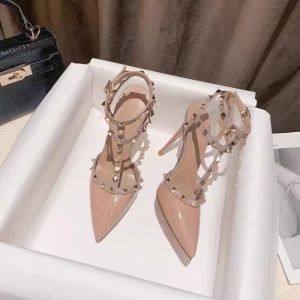 Free Shipping 42 Large Size Pointed-Toe Stiletto High Heels For Women 2026 Summer New Style With A T-Strap And Rivet Detailing Creating A Unique And Stylish Look