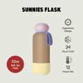 Sunnies Flask 32oz Pebble Flask in Milk Tea (Summer Ready-Made Insulated Water Tumbler for Hot and Cold with Cap and Strap). 