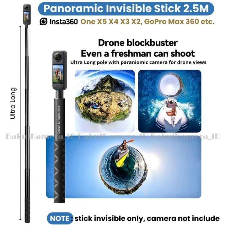 Tongsis Selfie Stick Ultra Long Invisible for Insta360, GoPro