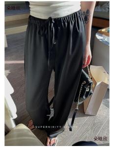 (Stock in KL-149) Womens Satin Pants High Waist Silky Light Silk Chiffon Seluar Wide Leg Pants