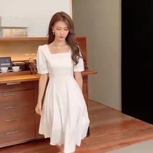White Formal Civil Wedding Graduations Baptismal Dedication Kasal Binyag Fashion Dress on Sale㏇X0411