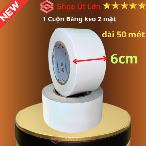 1 Cuộn băng keo 2 mặt rộng 6m dài 50 mét lõi giấy 3mm giá tại xưởng