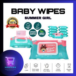 Organic Baby Wipes 80 Pcs Per Pack 99% Water Hypoallergenic (Non-Alcohol-wipes)