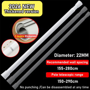 【anti-slip no drilling】304 stainless steel adjustable curtain rod extendable rod clothes rod curtain pole clothes hanging rod tension rod clothes rod shower curtain rod 窗帘杆