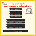 [HONDA] Bộ 9 miếng dán bậc cửa ô tô carbon, bộ dán chống trầy xước bảo vệ bậc lên xuống cửa xe hơi oto Honda Brio, City, Civic, HR-V, CR-V, Accord, Jazz. 