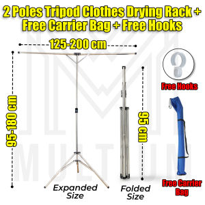 Tripod Clothes Drying Rack – 2M Foldable and Easy Storage Laundry Rack Collapsible Multi-functional and Space Saving Three-Legged Clothes Stand with for Drying Towels Sheets Household and Quilts |Laundry Rack| Clothe Drying Rack| Drying Rack
