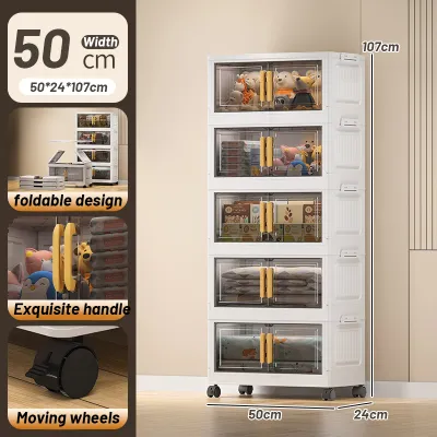 inhom L50cm Double doors 5 Layers Foldable Storage Box Organizer Wardrobe Almari Baju Multipurpose Storage Cabinet 收納櫃