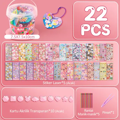 Kissdora Guka Set Kids Gift Decorative Guka Tools Key Chain Manual Account Sticker Material DIY Kit Complete Storage Box Diy