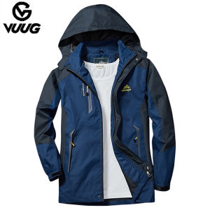 VUUG Mens Jacket Spring and Autumn Thin Hoodie Waterproof Windproof Breathable Hat Removable Single Layer Jacket Women Outdoor jacket