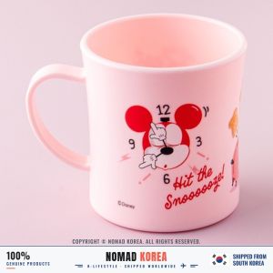 Daiso Korea Disney Cốc đánh răng Mickey & Minnie có quai màu hồng 75 x 9 cm nhựa nhẹ phòng tắm