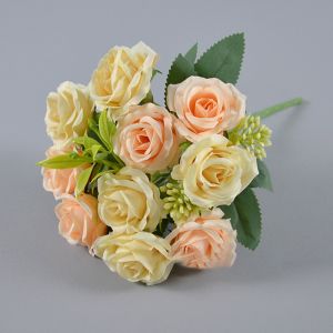 LINSBAYWU 10 đầu Bó hoa hồng nhân tạo 31cm 6 màu Hoa mẫu đơn giả Thực tế Lụa Hoa giả Hoa trang trí đám cưới