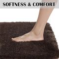 Suchtale Bathroom Rug Non Slip Bath Mat for Bathroom (16 x 24, Brown) Water Absorbent Soft Microfiber Shaggy Bathroom Mat Machine Washable Bath Rug for Bathroom Thick Plush Rugs for Shower. 