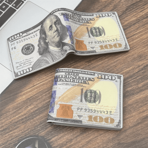 Mens Dollar Bill Wallet Vintage Black Brown Leather Credit Card Photo Holder Coin Purse