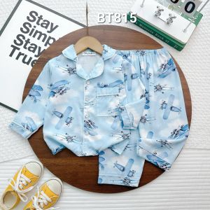 8kg-40kg ĐỒ BỘ TOLE LANH BÉ TRAI PIJAMA TAY DÀI MẶC NHÀ MẶC NGỦ