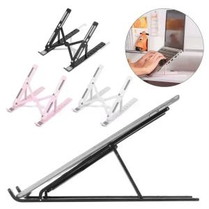 Ergonomic Laptop Stand for Office - Foldable & Adjustable Height for MacBook/Air/Pro Ventilated Design (Lightweight Plastic Anti-Slip Base)