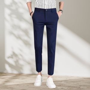 Quần tây nam hàn quốc GOZIN dáng baggy vải co giãn dày dặn dáng suông ống rộng màu đen kem - JA31