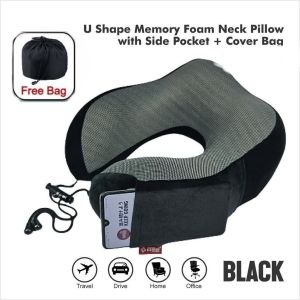 Portable U Shaped Neck Pillow Travel Memory Foam Pillow Cervical Healthcare Flight Pillow Bantal Pillow for Airplane Office Car Bedding 旅行 U型枕