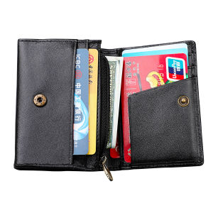 High Quality Mens and Womens Leather Zipper Coin Purse ID Credit Card Holder anti-magnetic RFID anti-theft Card Pouches Small Wallet