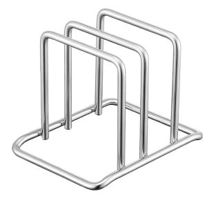 QUA Stainless Steel Cutting Board Holder Rustproof Space Saving Pot Lid Stand Versatile Use Vertical Chopping Board Organizer Cookie Sheet