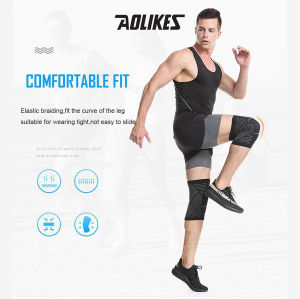Pelindung Lutut Aolikes 7710 Deker Penyangga Lutut Elastis Olahraga Lari Futsal Basket Tenis Fitness Gym Voli Protector Kneepad Anti Slip Support Decker Knee Pad