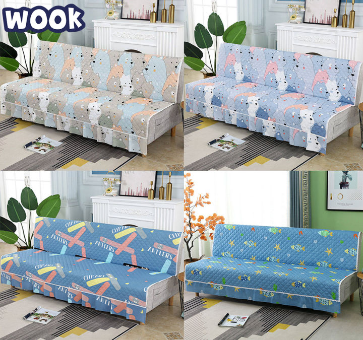 WOOK 2024 New Full set sofa cover cushion foldable sofa bed cover four
