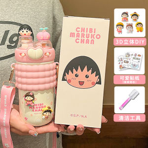 Crayon Shin-chan Insulated Water Bottle for Children 2024 New Double Drinking Water Cup with Straw for Elementary School Students