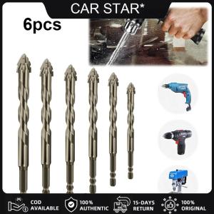 COD [จัดส่งฟรี] 6PCS 4-Blade Saw Toother Eccentric Bit Hard Hard Hard Hard Four-Edge Drill Bits Sawtooth Drill Bit สำหรับไม้/คอนกรีต