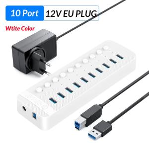 ORICO công nghiệp USB 3.0 HUB Bộ chia cổng USB 7/10/13/16 USB ABS OTG Splitter On/Off chuyển đổi với 12V Bộ chuyển đổi điện hỗ trợ sạc cho máy tính
