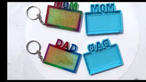 DAD MOM Photo Frame Resin Casting Silicone Mold Woman Keychain Decorative Pendant Tag Mold for DIY Crafts
