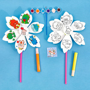 S15 พัดกระดาษ พัดกังหันระบายสี พัด DIY สำหรับนักเรียน อุปกรณ์ระบายสี เสริมการเรียนรู้ให้กับเด็ก พร้อมส่ง