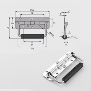 Tay nắm vali inox gập có lớp bọc cao su