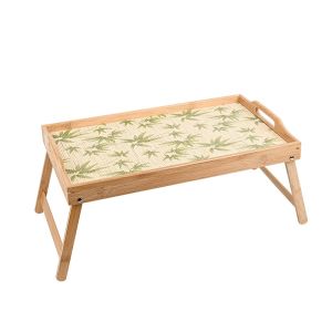 BEST4U Foldable Bamboo Wood Bed Table with Handle | Portable Breakfast Bed Table Tray | Laptop Stand | Serving tray