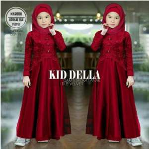 Pakaian Gamis Anak Wanita Brokat/Maxi Della Kids(2 Ukuran 4-6Thn & 7-9 Tahun)Pakaian Anak Perempuan