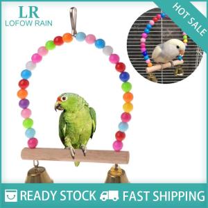 LF Wholesale✨Flash Sale ✨ Natural Wooden Parrots Swing Toy Birds Perch Hanging Swings Cage Colorful Beads