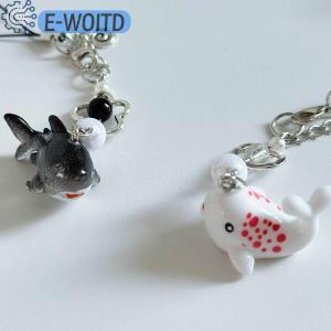 E-WOITD 1ชิ้นทำด้วยมือลูกปัดเป็นคลื่นจุดฉลามห้อยจี้เสน่ห์พวงกุญแจน่ารักจำลองชีวิตทางทะเล