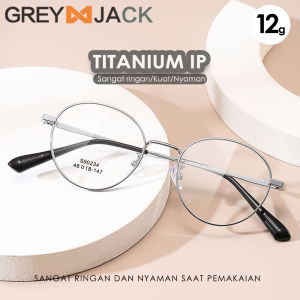 Grey Jack Kacamata Frame Bahan titanium Model Oval Bulat Ringan Fashion Simple Bisnis Bisa Minus Antiradiasi Blueray Bluecromic 90234