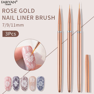 Rose Gold Black Color Nail Art UV Gel Liner Painting Brushes Nail Tools Kits 5/7/9/11/20mm