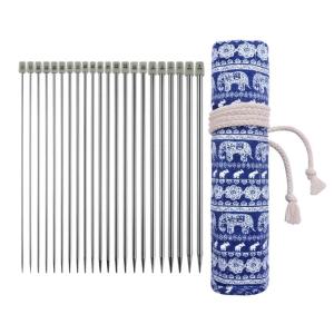 11 đôi thép không gỉ một đầu nhọn que đan với túi 25.0cm que đan thẳng cho người mới bắt đầu đan