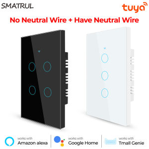 Công Tắc WiFi SMATRUL Tuya Công Tắc Đèn Tường Thông Minh Không Cần Dây Trung Tính Ứng Dụng 3 Gang/Hẹn Giờ Điều Khiển Cảm Ứng Tự Động Hóa Nhà Hỗ Trợ Dành Cho Google Home/Nest & Amazon Alexa 220V-240V