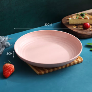 【Colorful】Unbreakable Dinner Plates Fruit Salad Dishes Appetizer Dessert Round-shaped Deepen Dishes Wheat Fiber Dinnerware