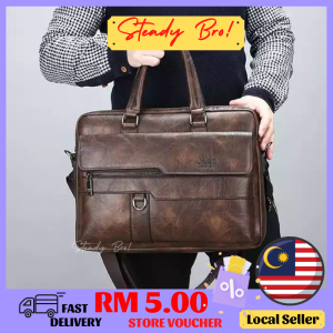 VIDEO Mens Leather Briefcase Document Bag Laptop Business BegLelaki Kulit Halal [Msia Stock]