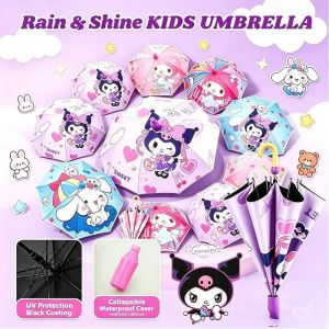 Kids Umbrella Cartoon UV Protection Wind Resistant Large Canopy Outdoor School Rain Sunshade