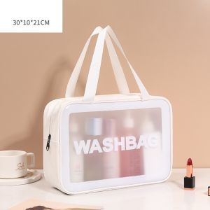QSHL0594 Tas Kosmetik Transparant Washbag Pouch Besar Travel Make Up Bag Organizer Dompet Kosmetik Toiletry Waterproof