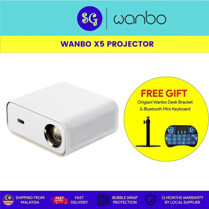 WANBO Projector X5 FREE KEYBOAD AND DESK BARCKET |1100 ANSI I FHD 1080p I Android 9.0 I Auto Focus I Dual-band Wi-Fi6 I 4K supported