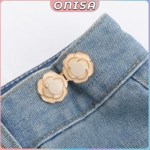 Onisa Camellia Rose Tightening Buckle Elegant Brooch Pants Waist Closing Artifact Detachable Jeans Snap Fastener