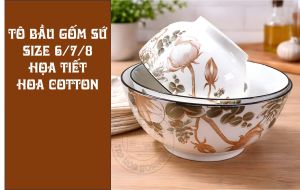 Tô bầu gốm sứ hoa văn Cotton - ĐK 15CM (CỠ 6)