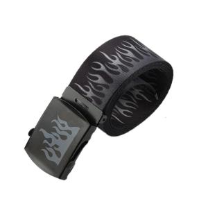 Belt Flame Pattern Wide Belt Nylon Wear Resistant Belt Teens Male Waist Belt for Coat Jeans Wear Resistant