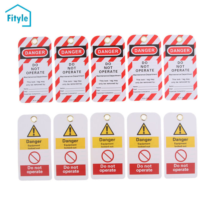 Fityle 10 Pieces Double-side Key Lockout Tagout Tags Signs Name Label ...