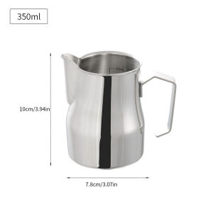 Ontwone Milk Frothing Pitcher Stainless Steel Coffee Milk Frothing Cup with inner-scale 350/500ML Espresso Coffee Pitcher Barista Craft Coffee Latte Pointed Mouth Milk Frothing Jug Pitcher